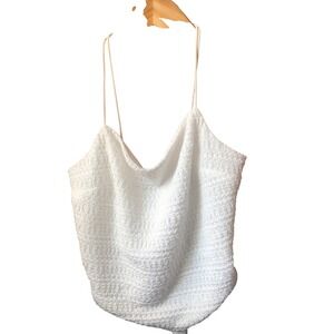 Rue21 White Textured Tie Back halter Cami Top strappy coquette boho beach S NEW